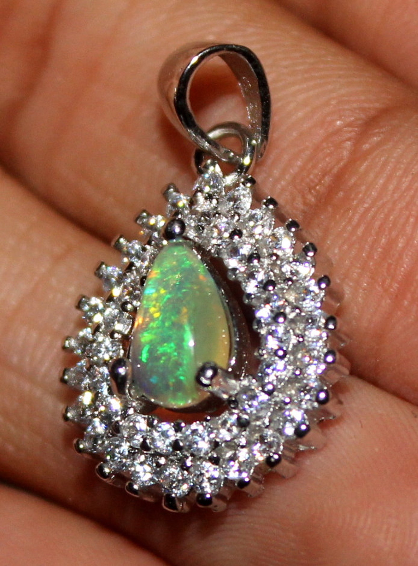 Genuine White Opal Necklace Beautiful Opal pendant October | Etsy