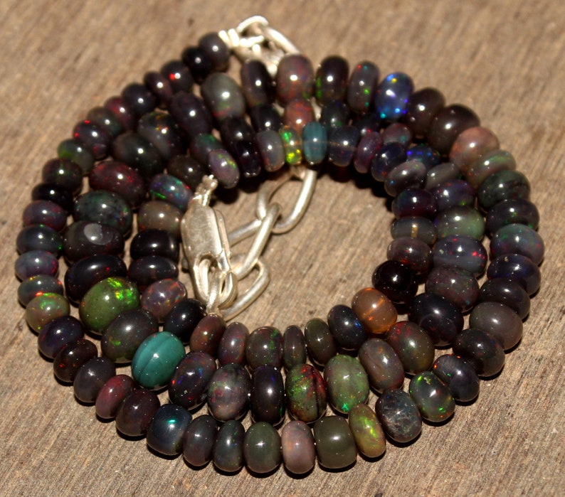 16.2 Inch Ethiopian Black Opal Strand 5-8mm Black opal Beads Ethiopian Opal beads strand Black opal beads Necklace 79.75 Crt Gift 34