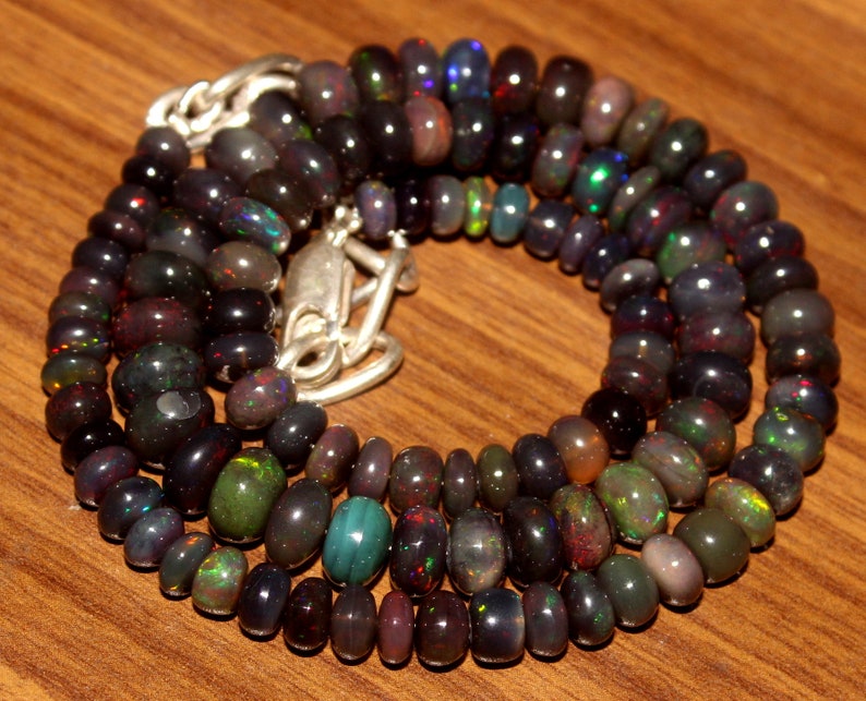 16.2 Inch Ethiopian Black Opal Strand 5-8mm Black opal Beads Ethiopian Opal beads strand Black opal beads Necklace 79.75 Crt Gift 34