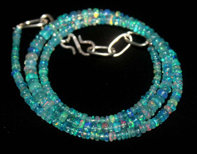 October Birthstone Mom Gift,Layering Necklace 60 Bridesmaid Gift Natural Blue Opal Necklace Birthstone Jewellery Light Blue Necklace