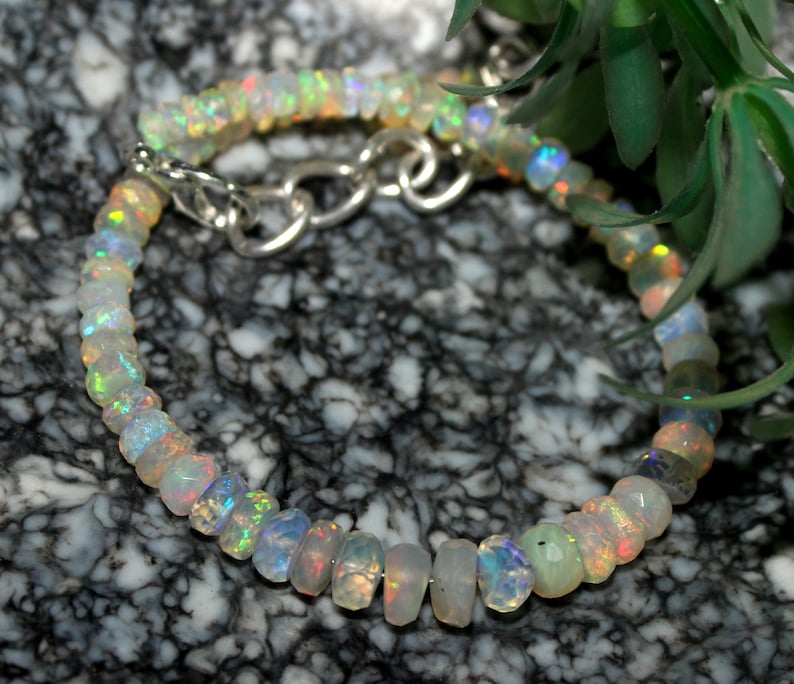 Faceted Bracelet Handmade Bracelet Jewelry Making 85 Natural ETHIOPIAN FACETED OPAL Beaded Bracelet Opal Beads Faceted Gemstone Beads