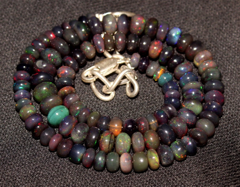 16.2 Inch Ethiopian Black Opal Strand 5-8mm Black opal Beads Ethiopian Opal beads strand Black opal beads Necklace 79.75 Crt Gift 34