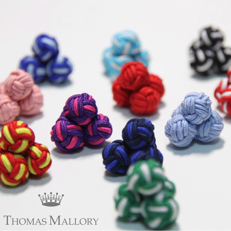 Light Blue and Pink Silk Knot Cufflinks