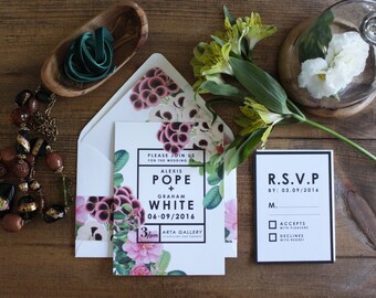 DIY PRINTABLE Botanical Wedding Invitations // Modern Wedding Invitation set. Tropical wedding invitations. Beach wedding invite. Creative