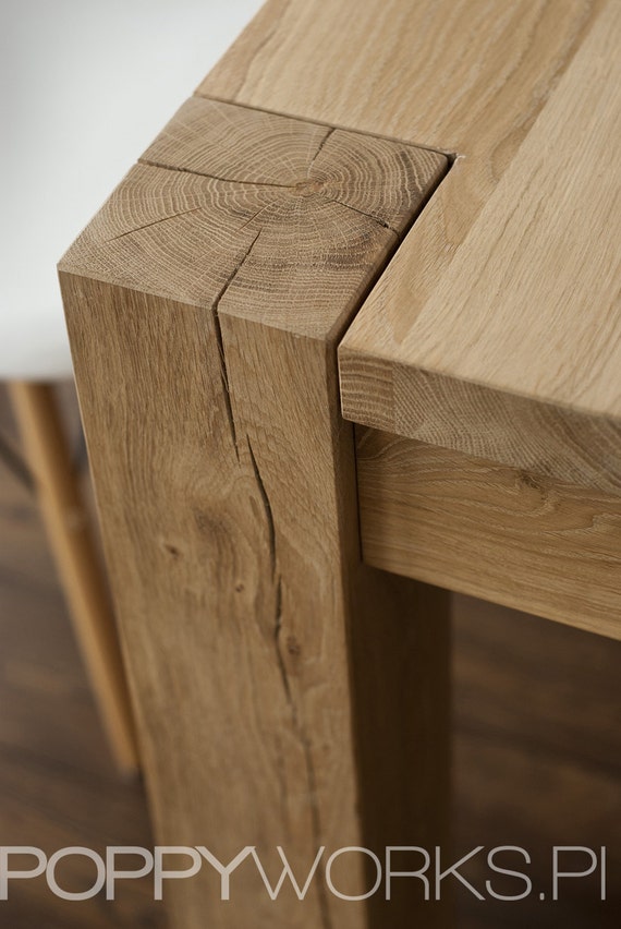 Mesa de comedor de roble maciza. Hecho a mano. Diseño moderno | Etsy