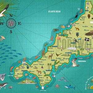Illustrierte Landkarte von Cornwall