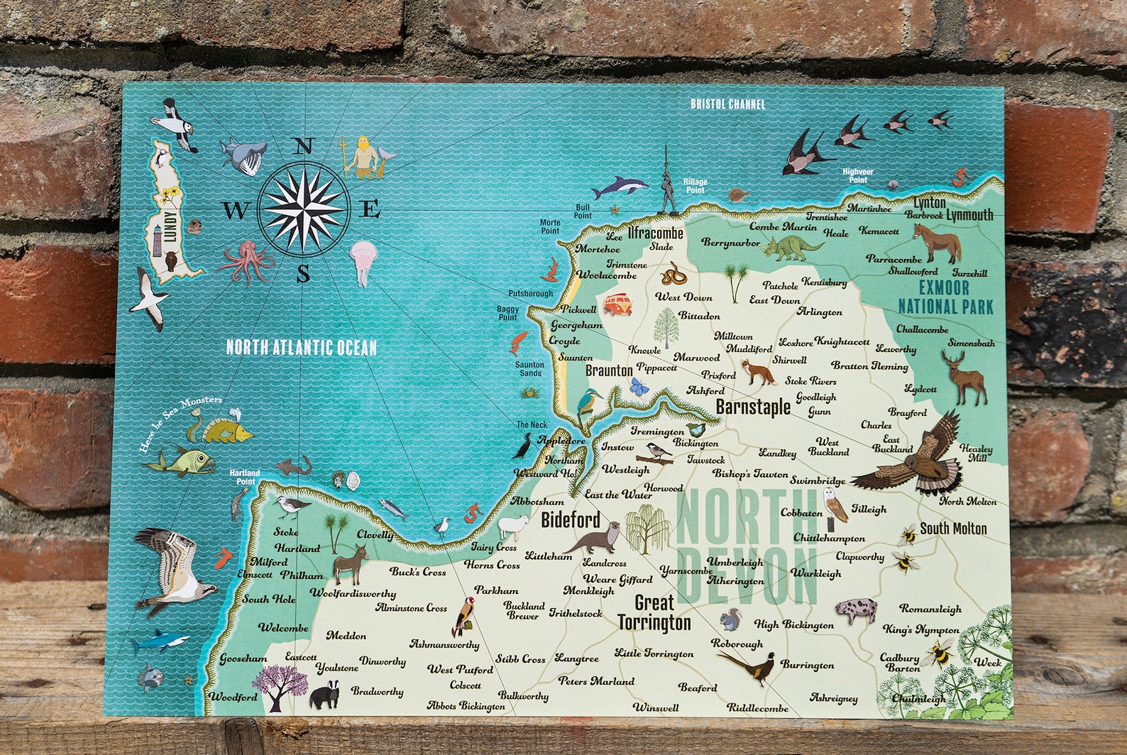Illustrated Map of North Devon Etsy UK