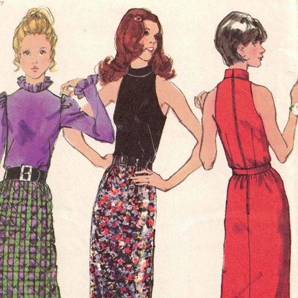 Size 12 Slim Maxi-Skirt & Blouses Sewing Pattern - Date Night, Special Occasion -  Simplicity 5240 Vintage 1972