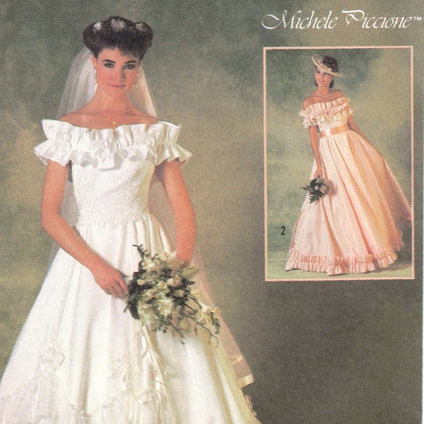 Size 12 UNCUT Designer Wedding Gown Pattern Michele Piccione - Simplicity 6766 Vintage 1984