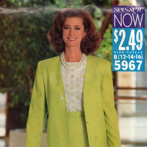 Sz 12-14-16 UNCUT Jacket, Skirt, Top Sewing Pattern -Easy to Sew - Butterick See & Sew 5967  Vintage 1992 OOP