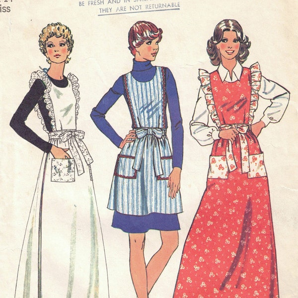 Size M Wrap-Around Apron Sewing Pattern - Simplicity 6732 Vintage 1974 - Long or Short