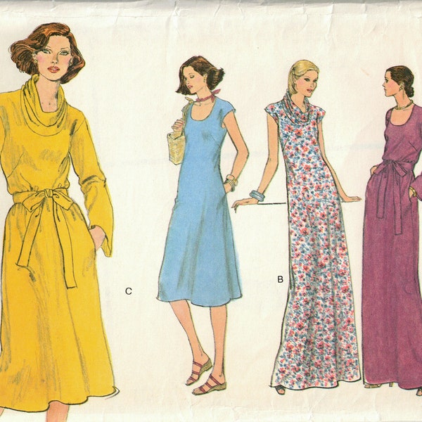 Size 8 A-Line Dress or Maxi Dress UNCUT Sewing Pattern -  Scoop Neck or Cowl - Very Easy Vogue 9721