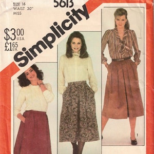 Waist 30 Set of Skirts Sewing Pattern 3 Styles with Waistband & Pockets Simplicity 5613 UNCUT Size 16 Vintage 1982 image 1