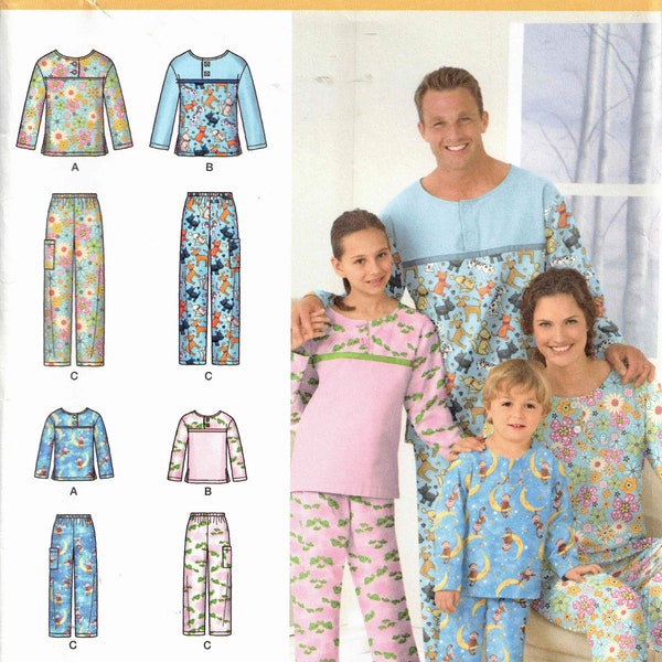 Family Pajamas Sewing Pattern - Child Size 4-16, Teen/Adult Size XS-XL - Easy to Sew PJ Top & Sleep Pants - Simplicity 2481 Uncut