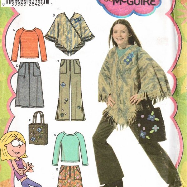 Girls Size 12-18 Lizzie McGuire School Clothes Sewing Pattern / Tops, Pants, Skirts, Poncho, Bag  / Simplicity 4897 Uncut OOP Vintage 2004