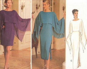 Size 6-10 A.J. BARI Designer Dress Sewing Pattern for Special Occasions - Easy to Sew Dramatic Look - Butterick 3802 UNCUT Vintage 1994