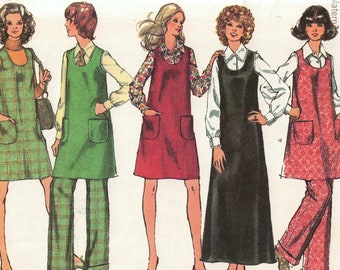 Size 18 Maternity Blouse, Jumper, Maxi Dress and Pants Sewing Pattern - UNCUT FF Simplicity 5209 Vintage 1972