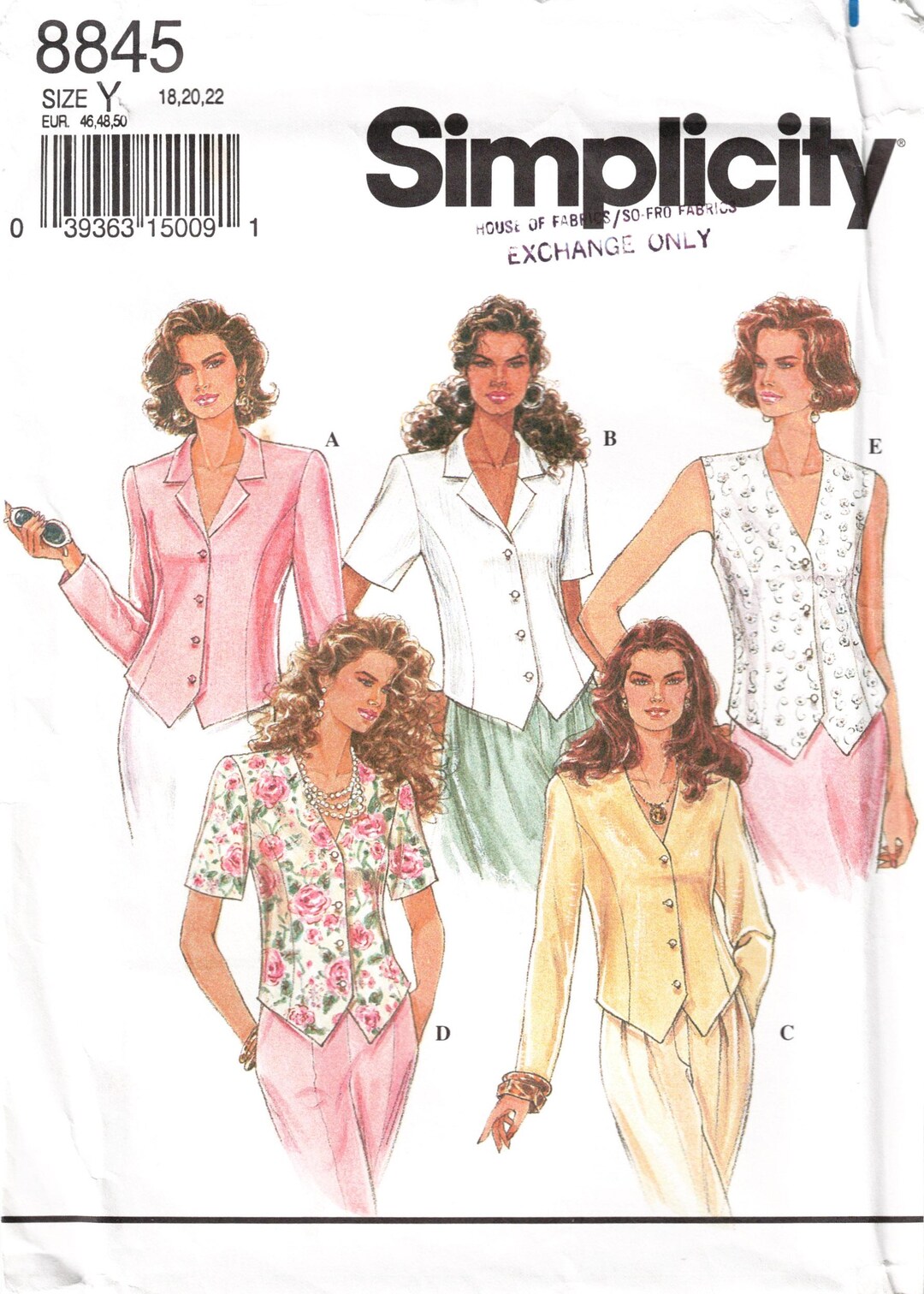 Size 18-22 UNCUT Princess Seamed Tops Sewing Pattern - Front Button ...