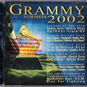 Grammy Nominees 2002 CD featuring 16 Artists - Pop, Rock, R&B, Rap, Alternative, Indie, Contemporary