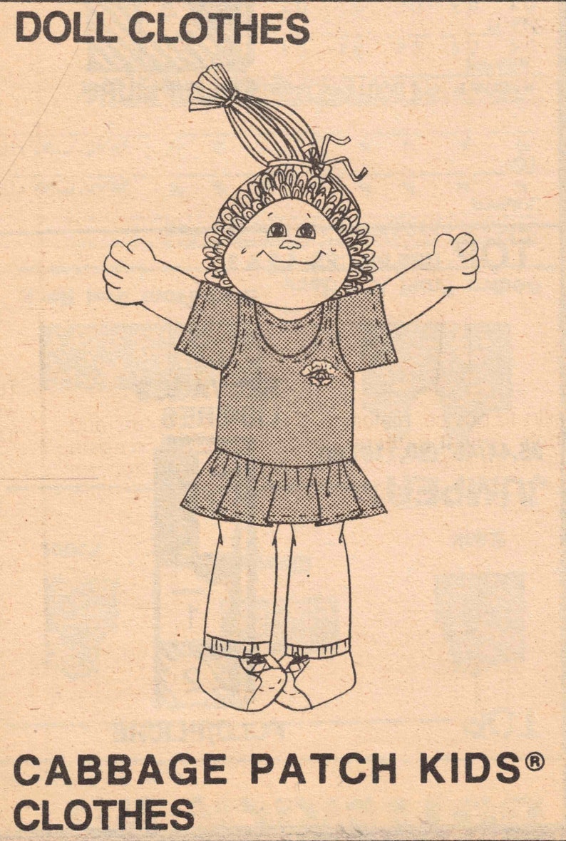 Cabbage Patch Kids Girls Size 4-6 and Dolls Clothes Pattern Jumper, Jumpsuit & Top Color Transfers Butterick 3717 UNCUT Vintage 1986 image 3