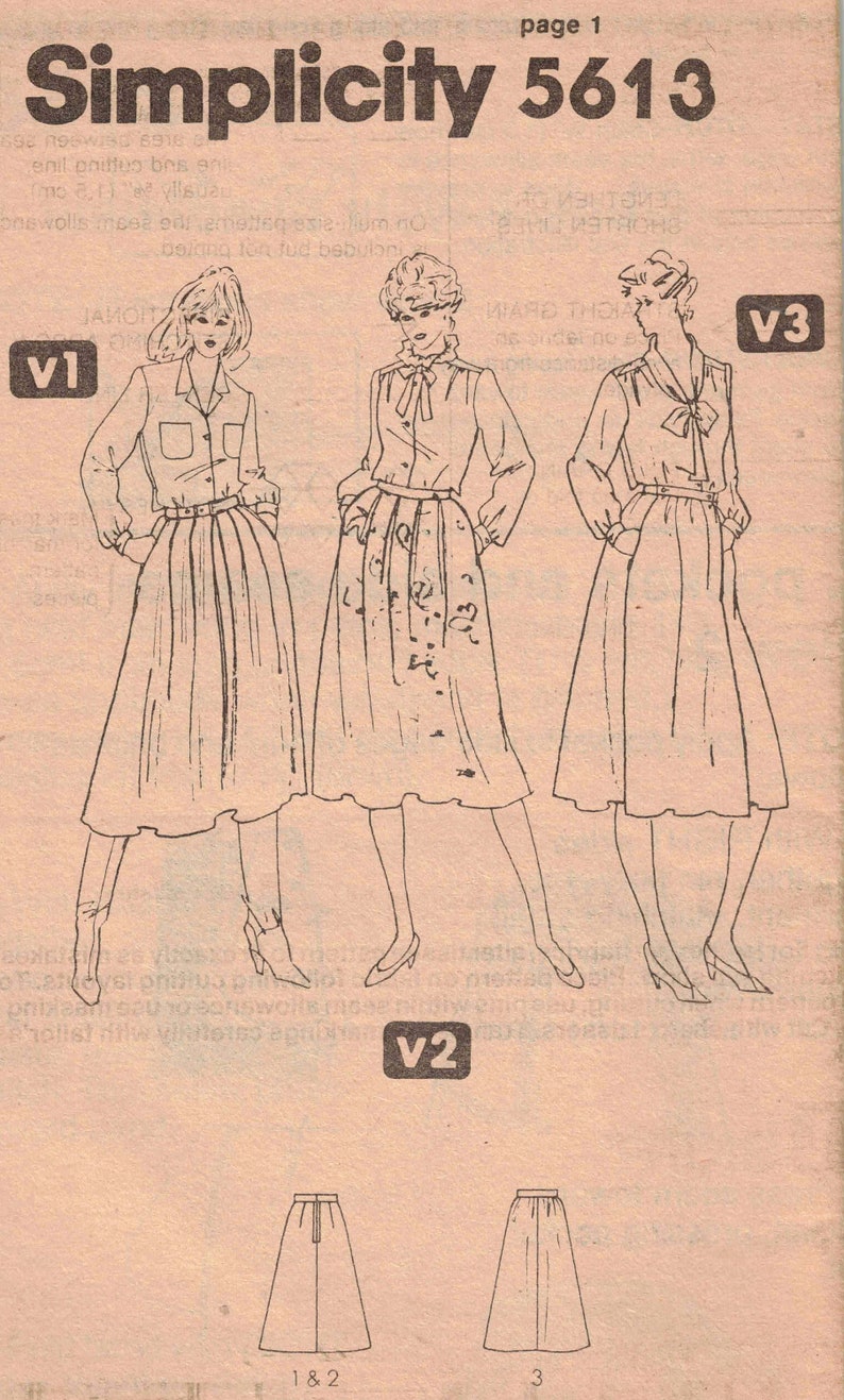 Waist 30 Set of Skirts Sewing Pattern 3 Styles with Waistband & Pockets Simplicity 5613 UNCUT Size 16 Vintage 1982 image 2