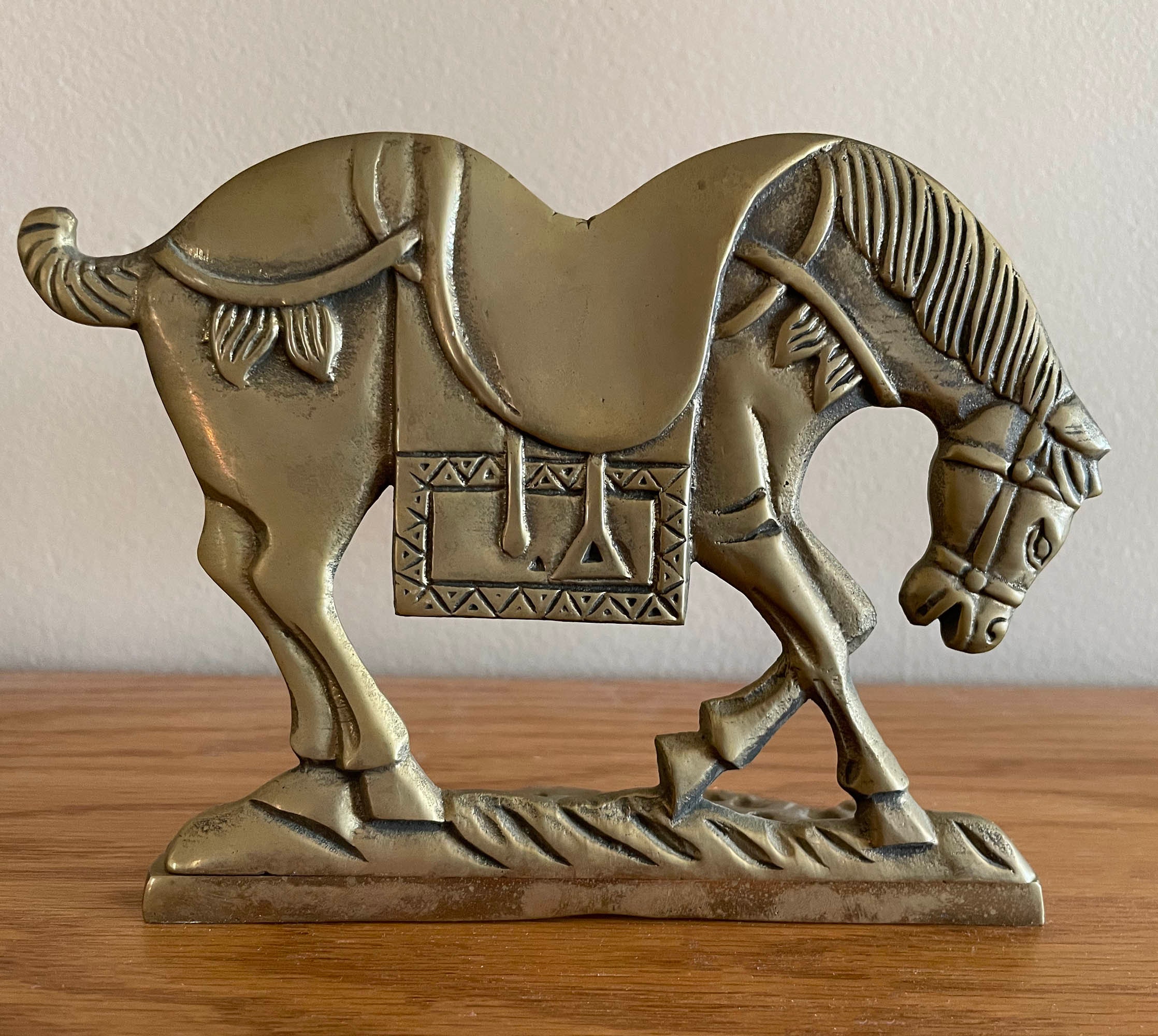 Vintage Pair of Large Brass Horse Bookends, Brass Horse Head