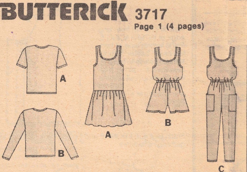 Cabbage Patch Kids Girls Size 4-6 and Dolls Clothes Pattern Jumper, Jumpsuit & Top Color Transfers Butterick 3717 UNCUT Vintage 1986 image 2