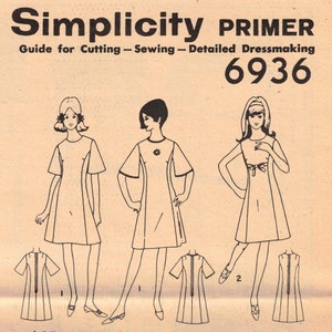 Bust 32 Misses Princess Seamed Dress Sewing Pattern Learn How To Sew UNCUT Simplicity 6936 Vintage 1966 image 2