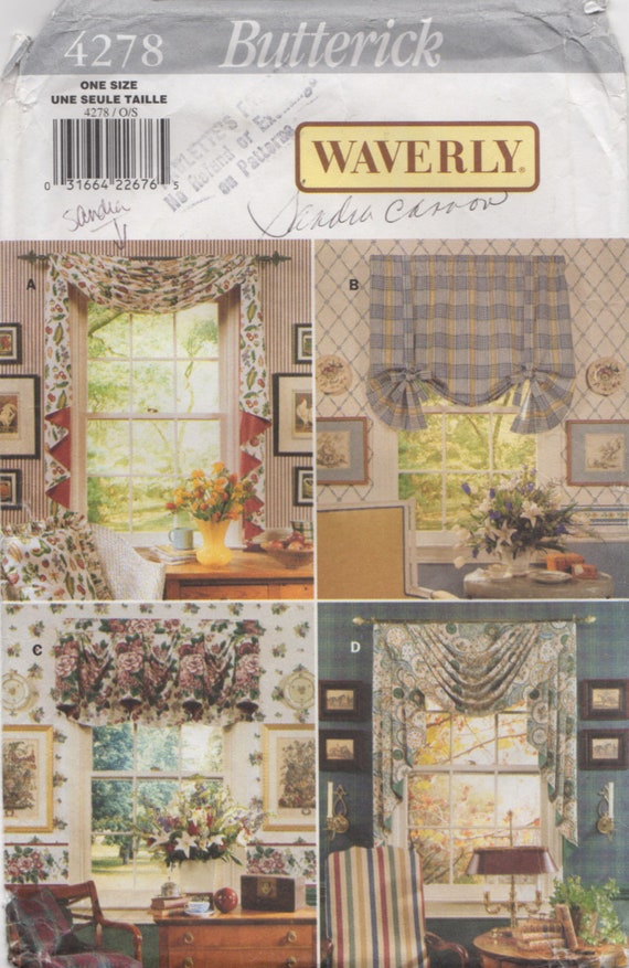 Diy Curtains Sewing Pattern Waverly Home Dec Set Of 4 Etsy