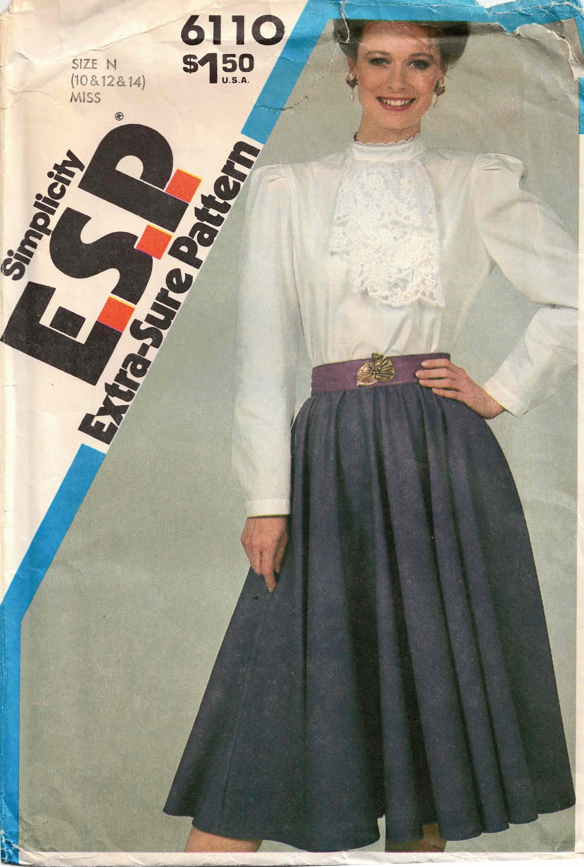 Size 10-14 Feminine Blouse & Circle Skirt Sewing Pattern Size 10-14 Feminine Blouse & Circle Skirt Sewing Pattern