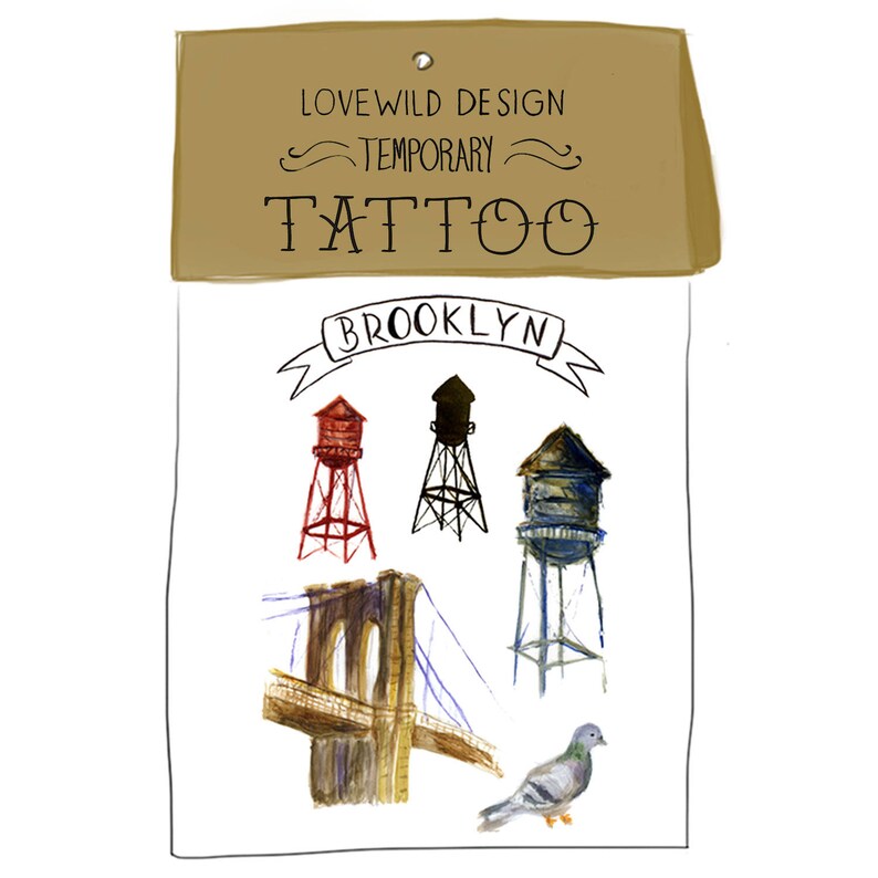 Brooklyn Temporary Tattoo Etsy