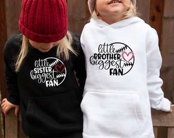Little Sister Biggest Fan, Little Brother Biggest Fan, Unisex Hoodie, Baseball Sister, Baseball Brother