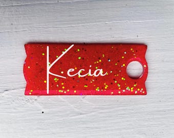 40oz Personalized Stanley Tumbler Name Tag, Custom, Glitter, Gift, Sports Mom, Daughter