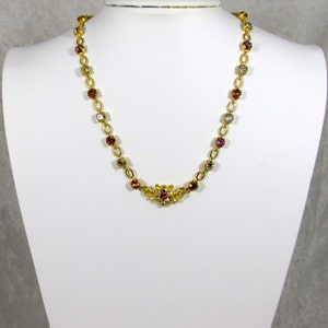 SWAROVSKI Crystal Chaton Necklace with flower components, Pink and Champagne