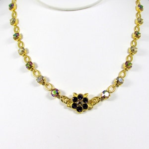 SWASWAROVSKI Crystal Cup Chain Necklace with flower components, Vintage Cardinal/Purple Haze