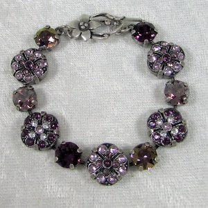 SWAROVSKI Crystal Chaton Bracelet with flower components, Shades of Amethyst