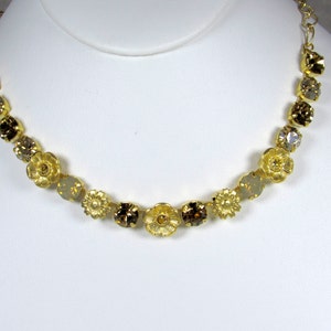 SWAROVSKI Crystal Chaton Necklace with flower components, Neutral tones