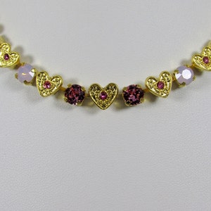 SWAROVSKI Crystal Chaton Necklace with Flower Components, Sweet Hearts!