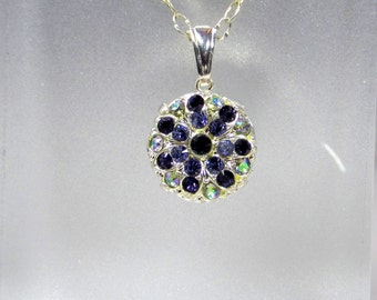 SWAROVSKI Crystal Floral Pendant Necklace, Paradise Shine, Purple Velvet and Tanzanite