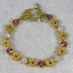 SWAROVSKI Crystal Chaton Bracelet with Flower Components, Sweet Hearts!