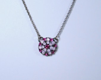 SWAROVSKI Crystal Floral Pendant Necklace, Rose and Rose Water Opal Crystal