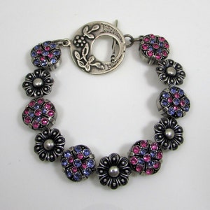 SWAROVSKI Crystal Chaton Bracelet with flower components, Tanzanite and Rose