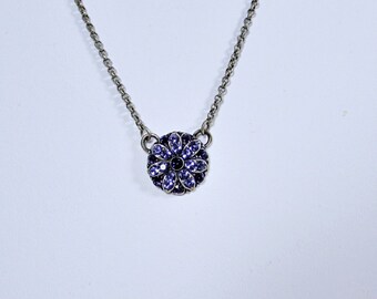 SWAROVSKI Crystal Floral Pendant Necklace, Tanzanite and Purple Velvet