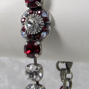 SWAROVSKI Crystal Chaton Bracelet with flower components, Red and White