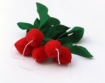 Felt Radish for play kitchen, toy food, felt food