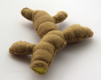 Felt Ginger Root Hand-Sewn, Play Kitchen Food, Pretend Food, Toy Food, Felt Food, Farmers Market, Play Food, Kids Kitchen