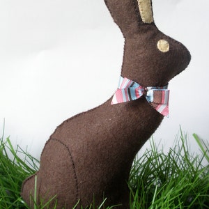 Felt Chocolate Bunny hand-sewn for play kids kitchen, play food, felt food, fake food, farmers market
