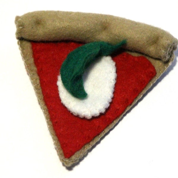 Pizza optionally 1 - 6 slices sewn from felt with cheese and basil for play kitchen, felt food, play food