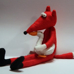 Felt Fox with goose sewn from felt