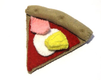 Pizza Hawaii optionally 1 - 6 slices sewn from felt with salami, cheese and mushrooms for play kitchen, felt food, play food